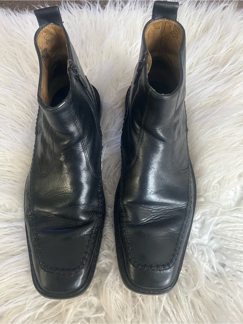 Mark Nason Black Leather Chukka Boots with Side Zip